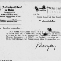 Verlustmeldung Kennkarte Appolonia Bär