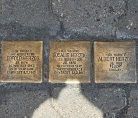 Foto: Hans-Martin Schütz Stolpersteine Familie Leopold Herzog, Ober-Saulheimer Str. 11, Saulheim 2025