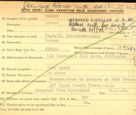 Albert Herzog, Einreise in Großbritannien als ausländischer Internierter; Quelle: ancestry Albert Herzog, Einreise in Großbritannien als ausländischer Internierter; Quelle: ancestry