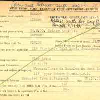Albert Herzog, Einreise in Großbritannien als ausländischer Internierter; Quelle: ancestry