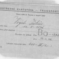 Transportkarte Julius Vogel nach Theresienstadt, 19. September 1942 Transportkarte Julius Vogel nach Theresienstadt, 19. September 1942
