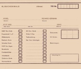Dokument KZ Buchenwald Richard Vogel Dokument KZ Buchenwald Richard Vogel