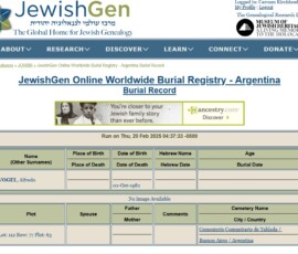 Vogel Alfredeo Argentiania Tod 02101982 - Quelle jewishGen Vogel Alfredeo Argentiania Tod 02101982 - Quelle jewishGen