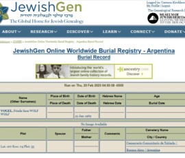 Vogel Wolf Frieda Argentinia Tod 15011969 - Quelle JewishGen Vogel Wolf Frieda Argentinia Tod 15011969 - Quelle JewishGen
